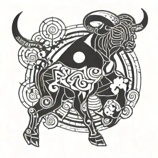 Combine A Taurus Zodiac Symbol With Medical Symbols In A Geometric Pattern