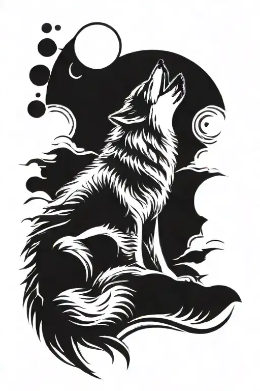 Sitting Wolf Howling Wolf Howling At The Moon