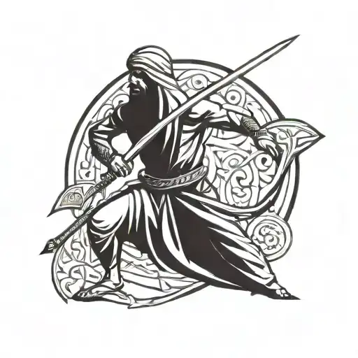 Arab Warrior Wielding A Sword