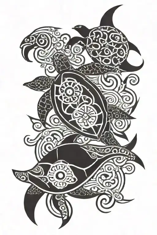 Monoi And Turtle And Manta Ray