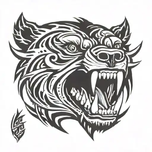 Snarling Grizzly Bear With Huge Teeth And Huge Claws