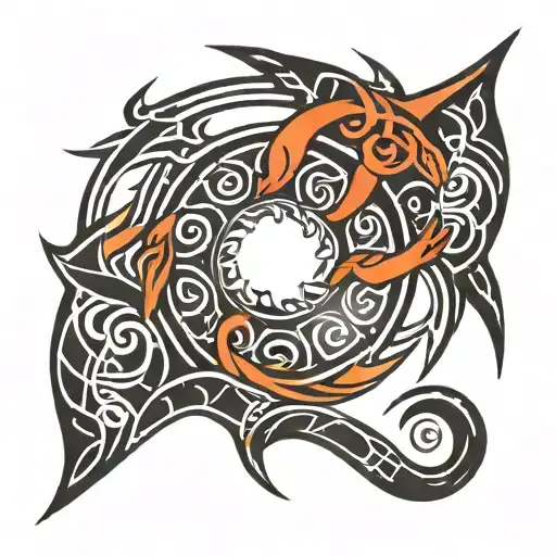 Red And Orange Triple Horn Of Odin