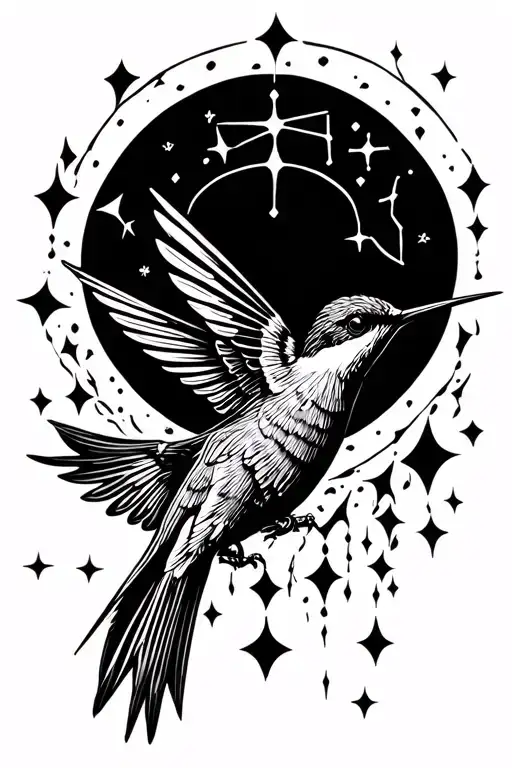 Peruvian Hummingbird Surrounded By Constellations