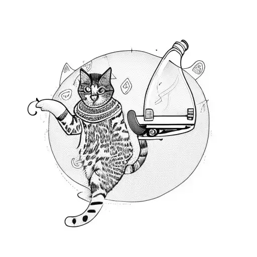 A Cat With Spots Rides A Skateboard And Shoots A Lazar From A Glas At A Mouse