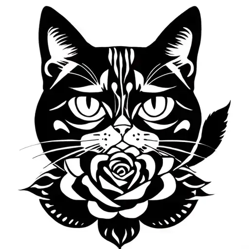 Cat With A Rose