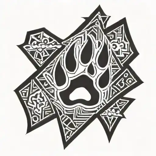 Wolf Paw Print In A Diamond Aztec Outline