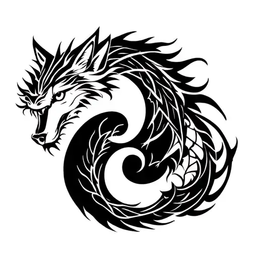Wolf And Dragon Yin Yang Symbol