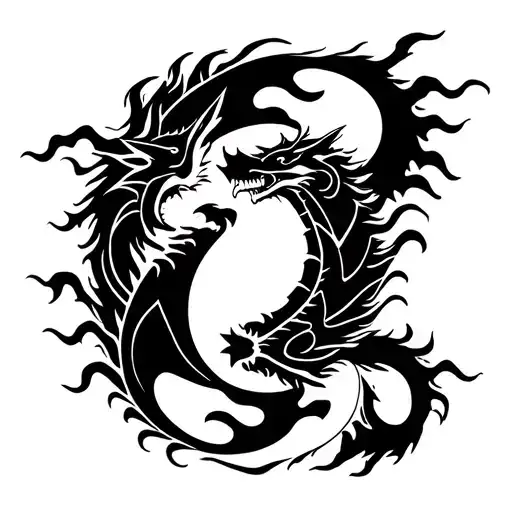 Wolf And Dragon Yin Yang Symbol