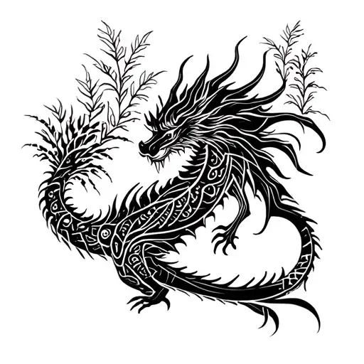 Dragon And Plants Growing