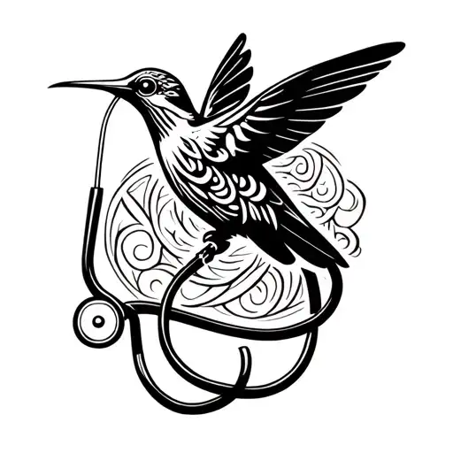 Tribal Hummingbird With A Stethoscope Intertwined