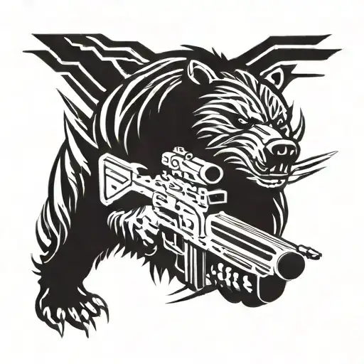 Angry Bear With A Machine Gun