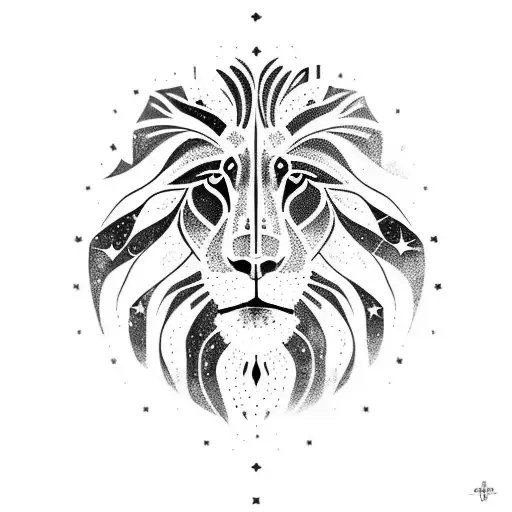 A Black Lion With Constellations As Its Mane