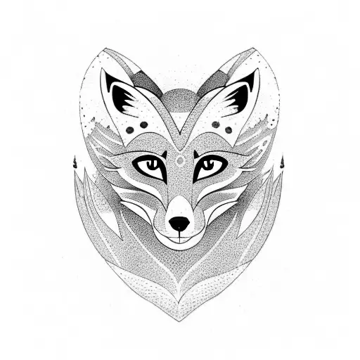 A Line Drawing Of A Fox In The Style Of Daoist Talismans