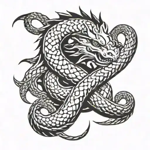 Nordic Style Jormungandr Around Mjollnir