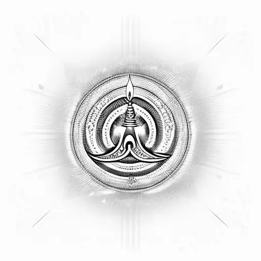 Shiva's Trishul With Symbol Of 'Om' Transited In It