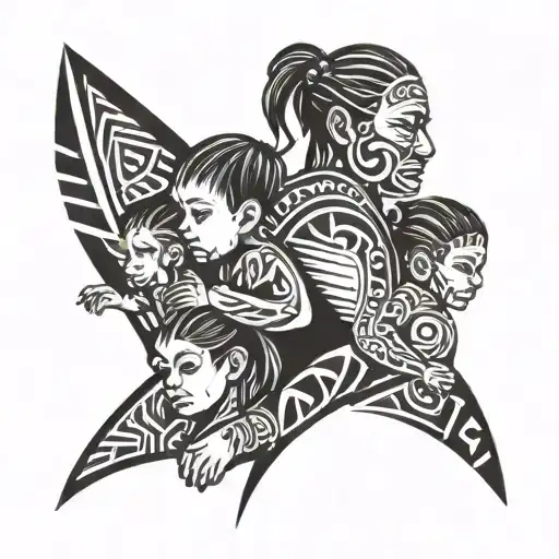 Four Children And Father