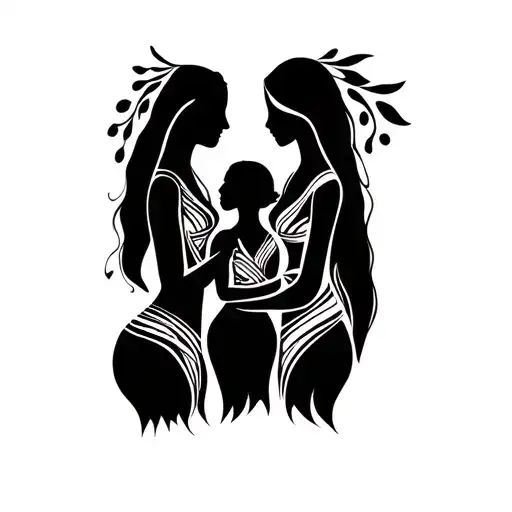 Mother And Two Daughters