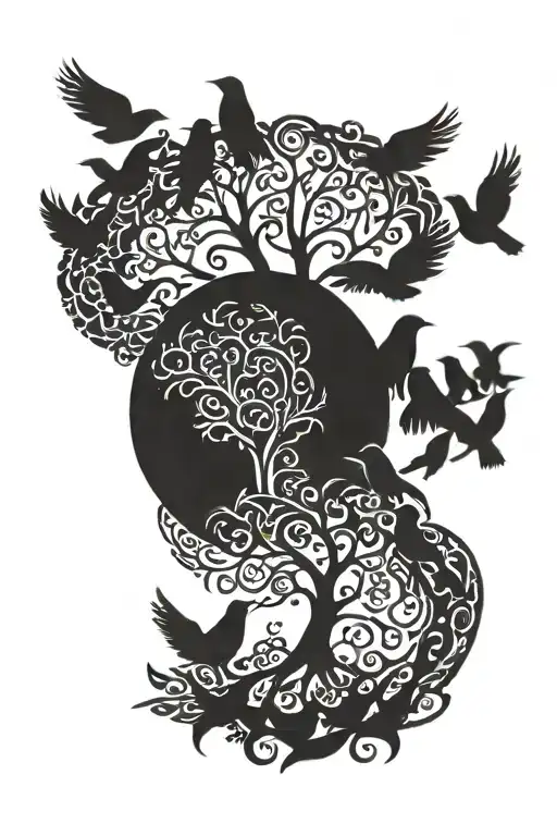 Tree Of Life Turning Into A Flock Of Birds