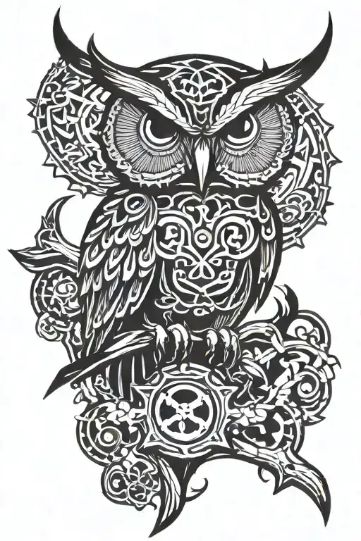Owl Perched On Skull And Crossbones