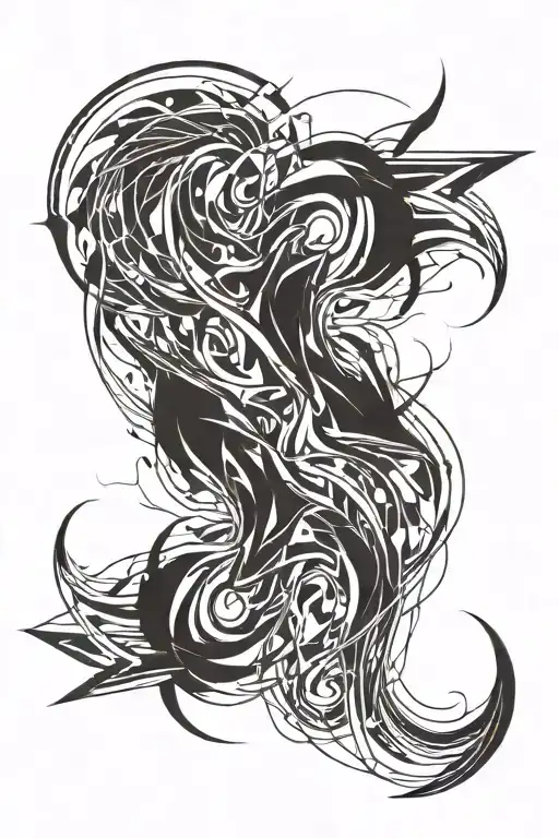 Abstract Lines Fire In Motion With Dinamic For Half Arm Sleeve