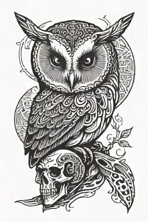 Barn Owl Perched On Skull With Hidden Corndog