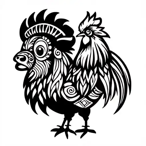 Cute Rooster & Buffalo