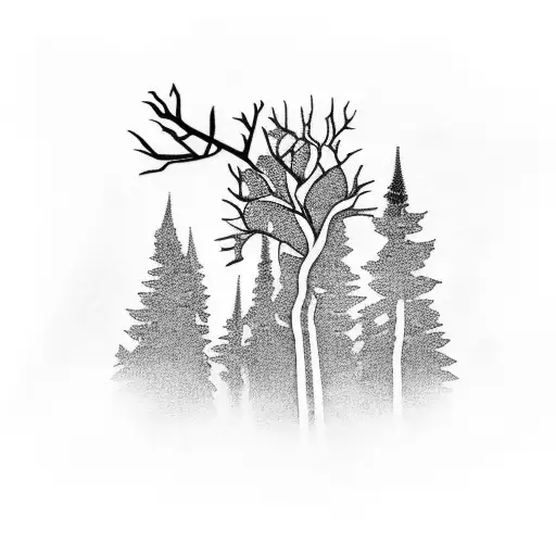 Forest With Cloudy Sky