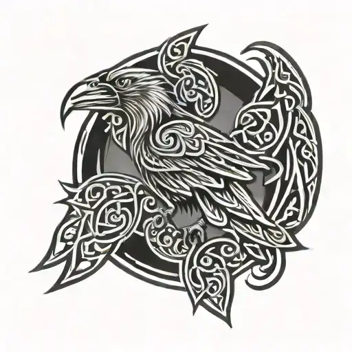 Celtic Crow With Claymore Sword