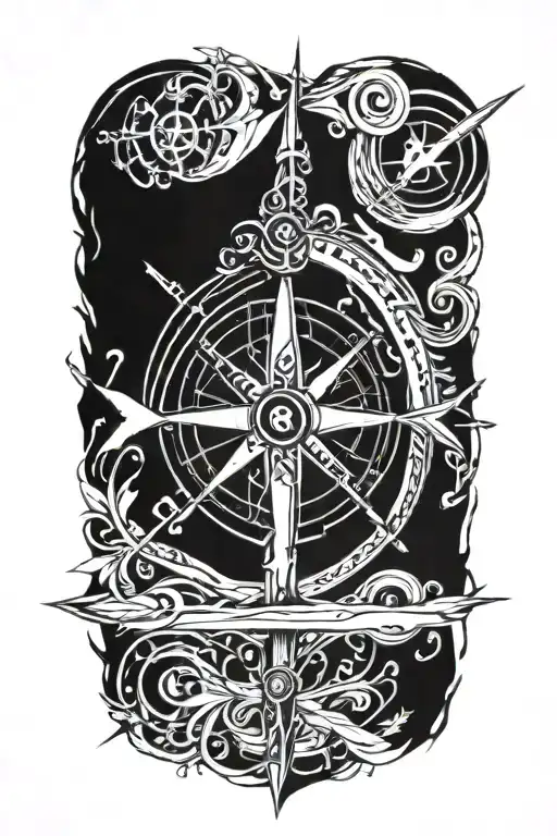 Compass With Arrow And Added Watercolor Incorporate Cancer Survivor