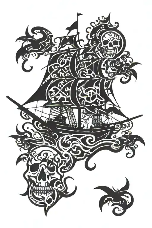 Krakken And A Pirate Ship