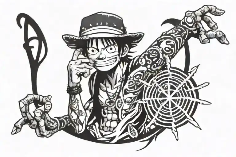 Tattoo Of Monkey D Luffy With His Awakened Fruit And Trafalgar Law