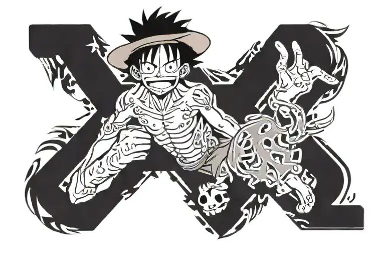 Tattoo Of Monkey D Luffy With His Awakened Fruit Adds A Paw Print Of A Dog