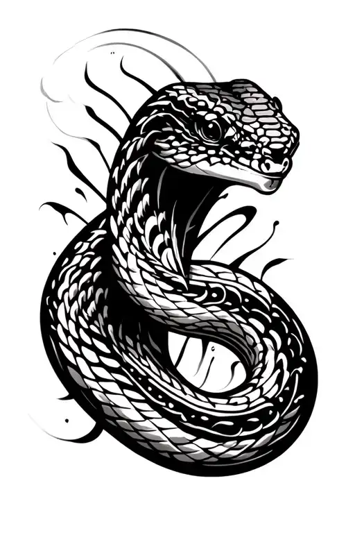 A Long And Stretched Snake With A Medium In The Background