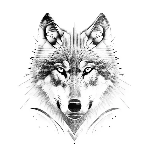 Wolf Design With Moon