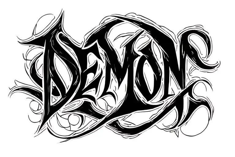 The Word Demon Written In Cursive