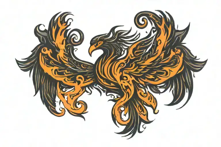 Prideful Burning Phoenix With Wings Spread Wide