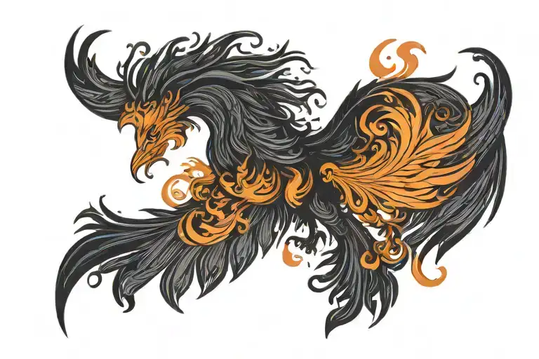 Prideful Burning Phoenix With Wings Spread Wide