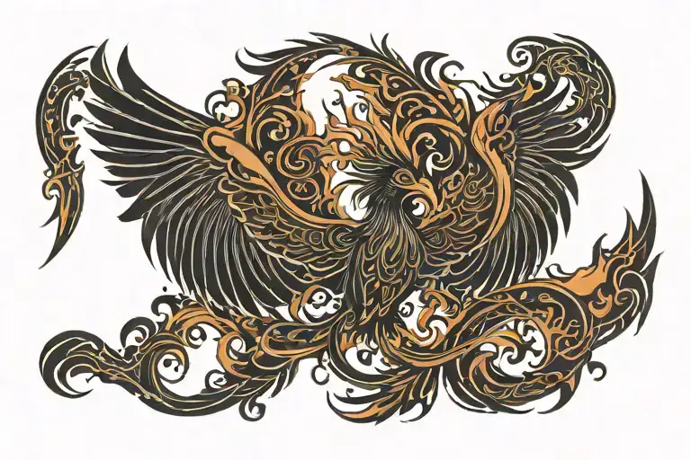 Prideful Burning Phoenix With Wings Spread Wide