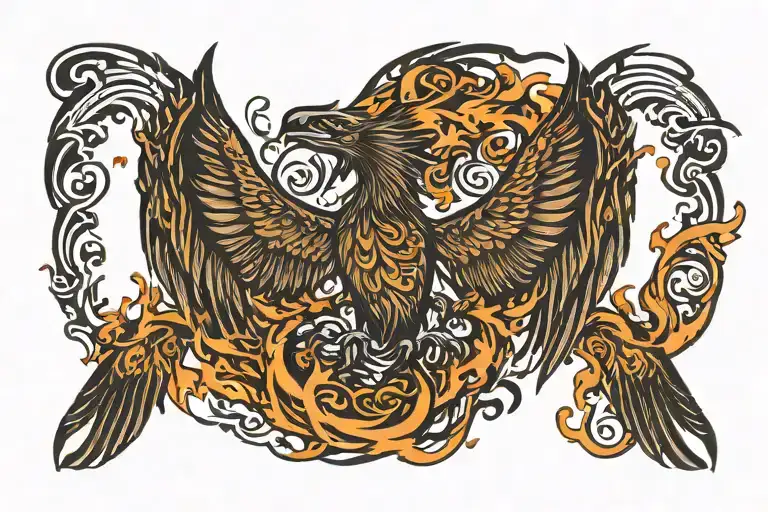 Prideful Burning With Flames Phoenix With Wings Spread Wide