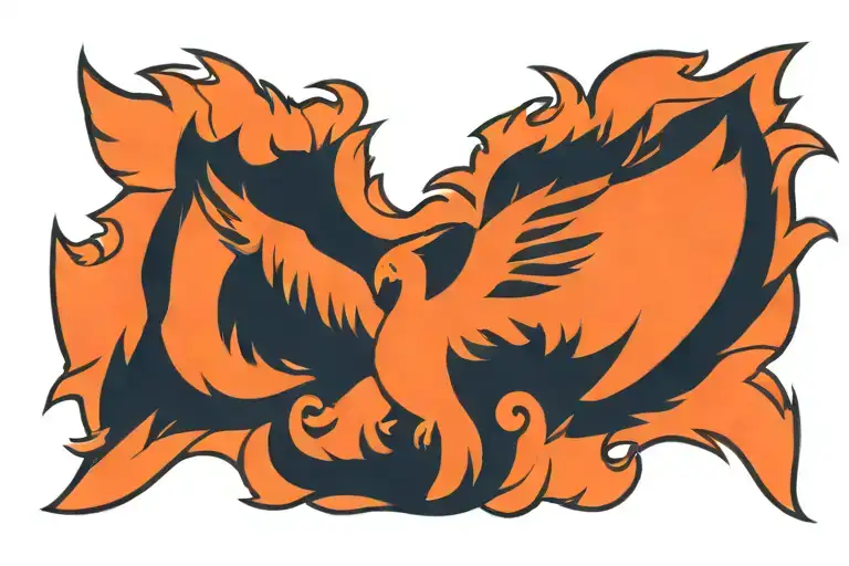 Prideful Burning With Flames Phoenix With Wings Spread Wide
