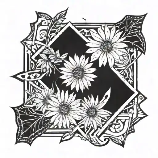 Simple Daisy Inside Of A Square