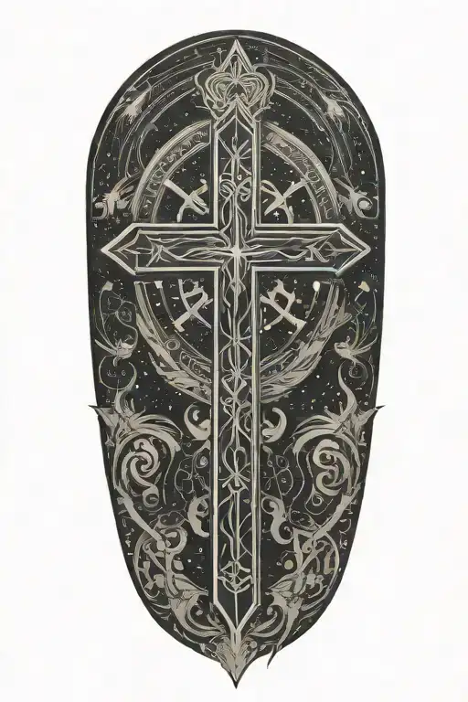 Starry Sky With A Cross In The Center