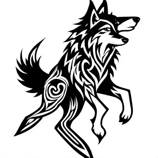 Trible Wolf With Wepons Sckul