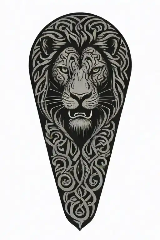 Celtic Dara Knot Injured Lion Intertwined With Celtic Patterns