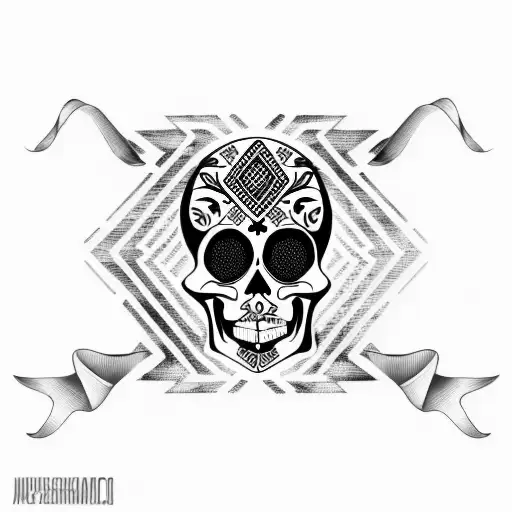 Mexican Skull With A Guitar Dancing