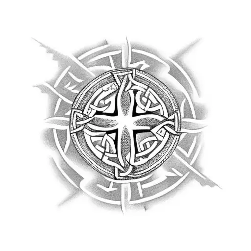 Celtic Cross With Dragon And Rosery