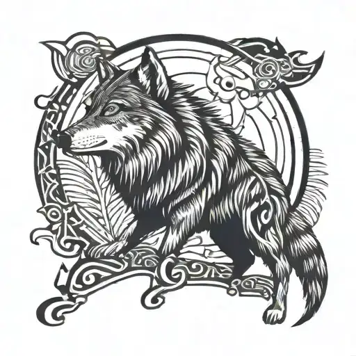 Wolf Howling At The Moon With The Letter Jmm Hidden In The Fur