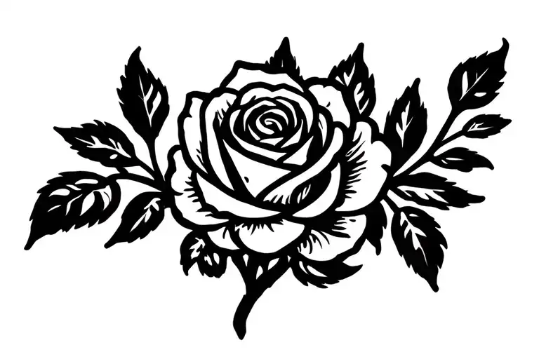 Rose Intertwined With Leaves Growing