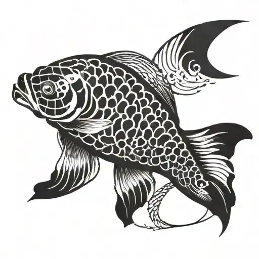A Koi Fish With Binary Codes Written On Its Body