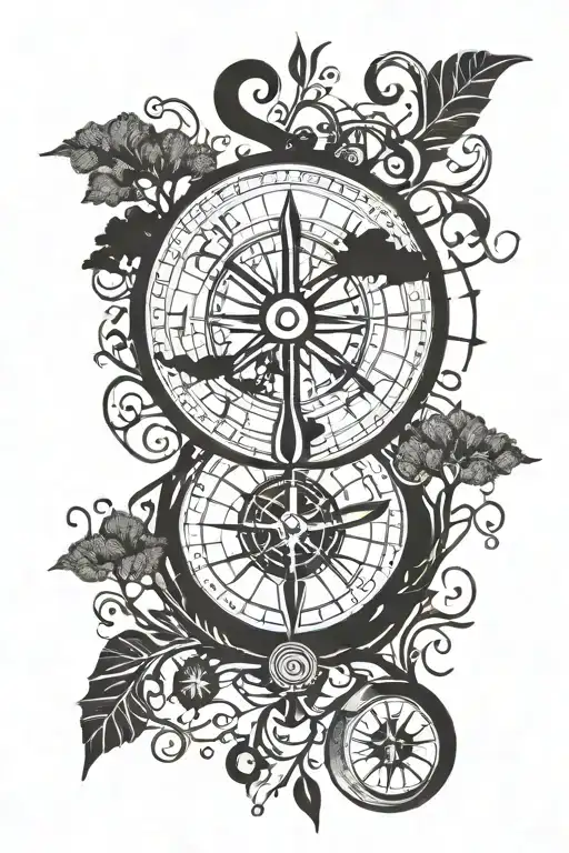 Viking Compass With Tree Growing